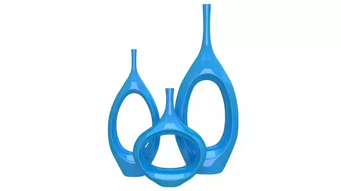 Decor Tabletop Hollowed Vases blue 3D model