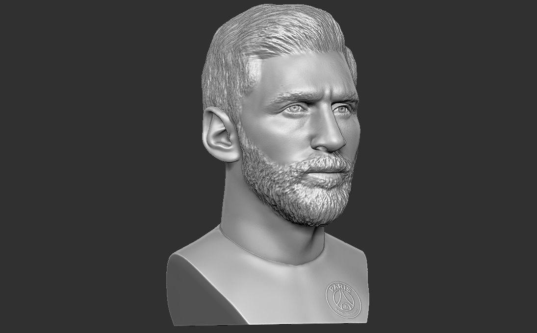 Leo Messi in PSG bust 3D printing ready stl obj formats 3D print model_12