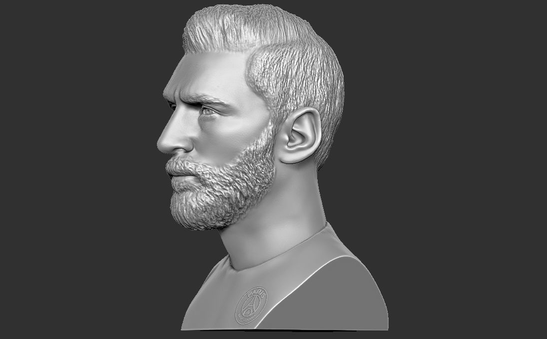 Leo Messi in PSG bust 3D printing ready stl obj formats 3D print model_4