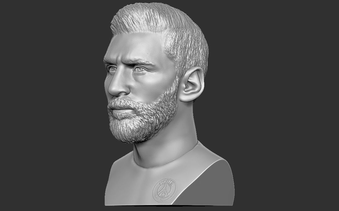 Leo Messi in PSG bust 3D printing ready stl obj formats 3D print model_3