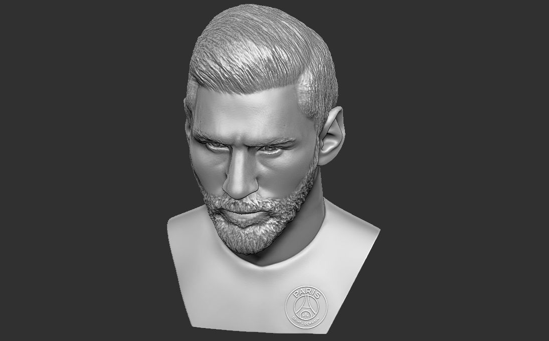 Leo Messi in PSG bust 3D printing ready stl obj formats 3D print model_20