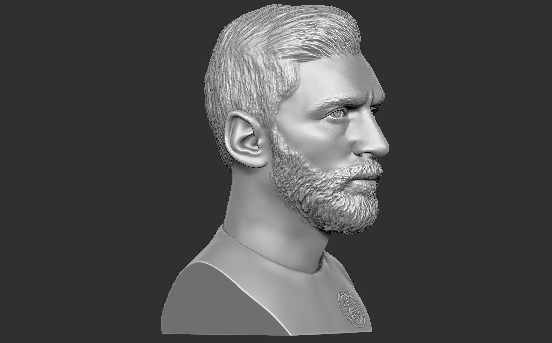 Leo Messi in PSG bust 3D printing ready stl obj formats 3D print model_11