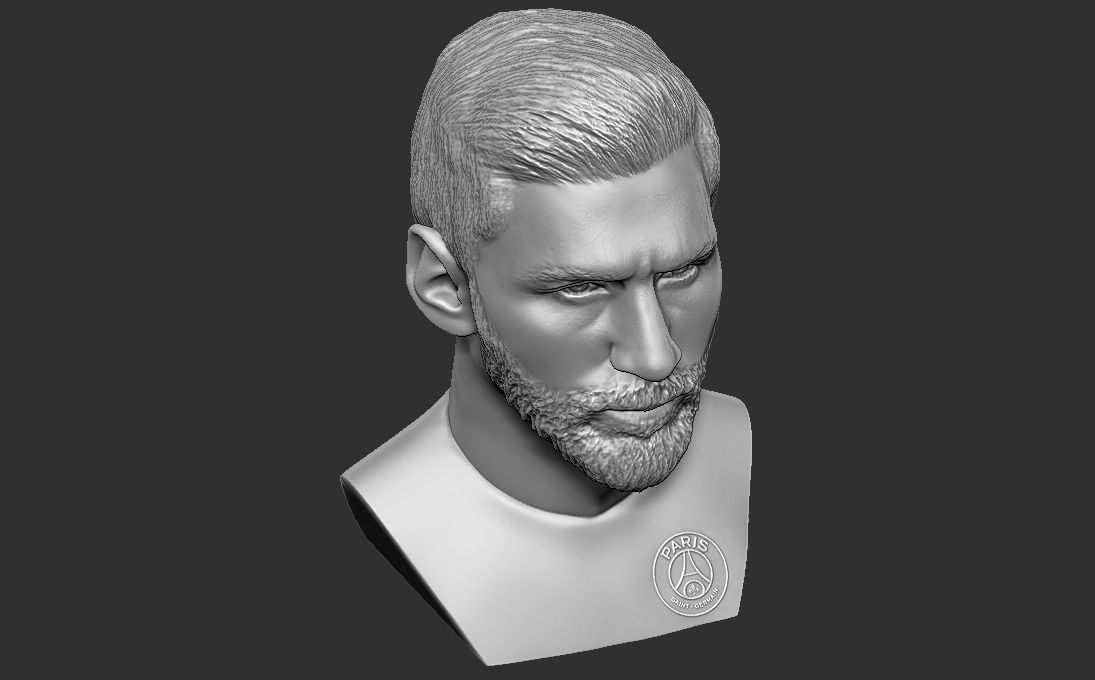 Leo Messi in PSG bust 3D printing ready stl obj formats 3D print model_21