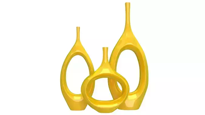 Decor Tabletop Hollowed Vases yellow 3D model