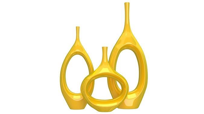 Decor Tabletop Hollowed Vases yellow 3D model