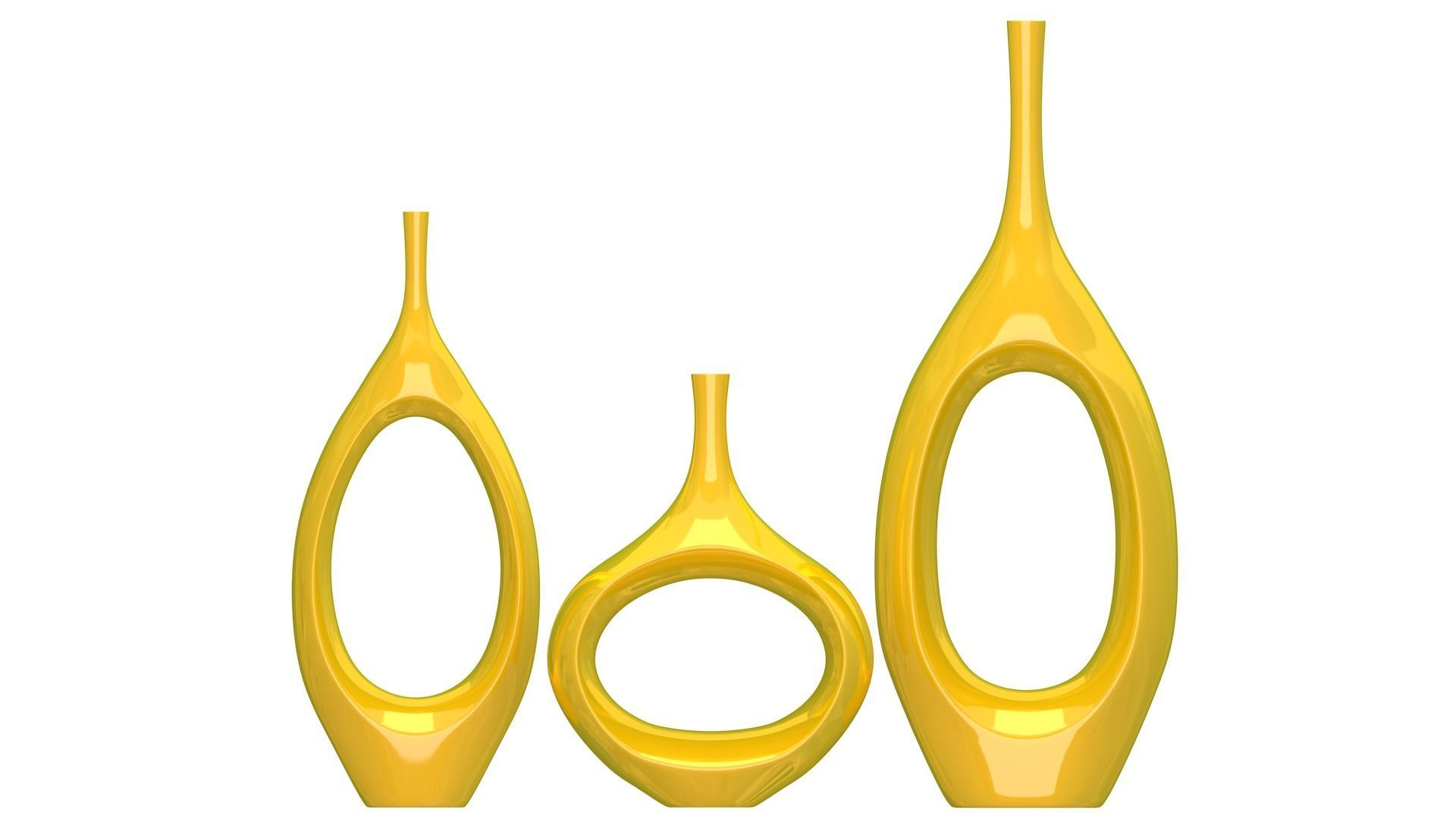 Decor Tabletop Hollowed Vases yellow 3D model_2