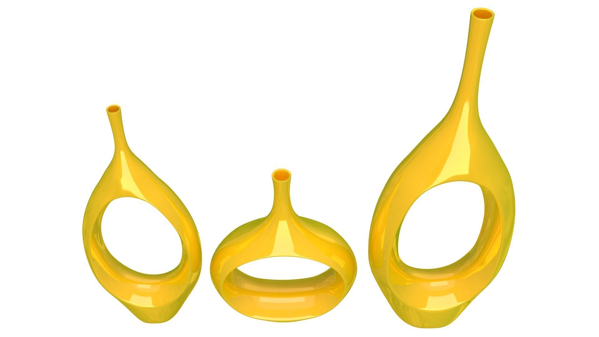 Decor Tabletop Hollowed Vases yellow 3D model_5