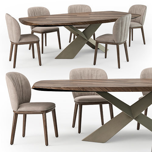 Cattelan Italia Tyron Wood Chrishell chair 3D model