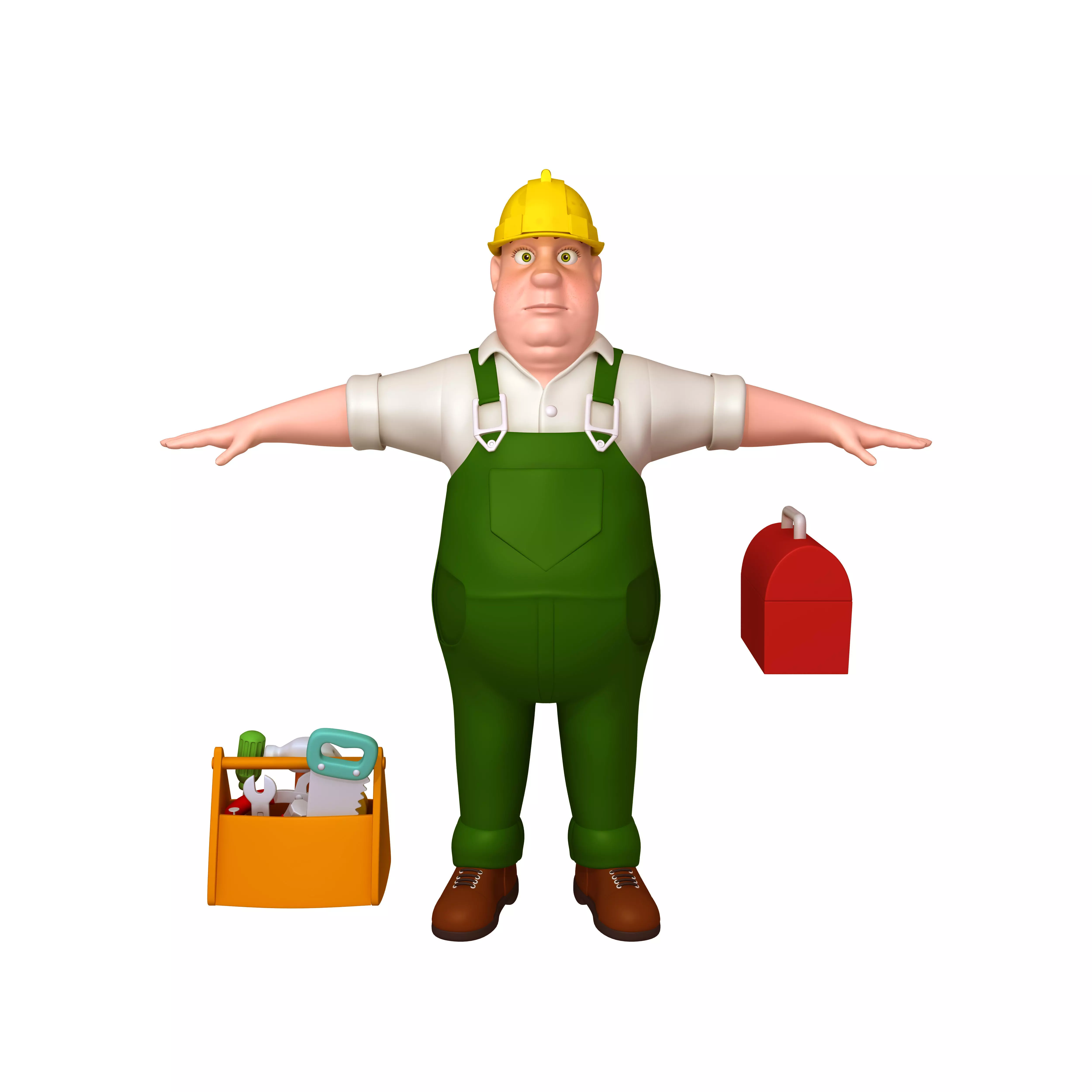 Worker 03 Cartoon 3D model_0