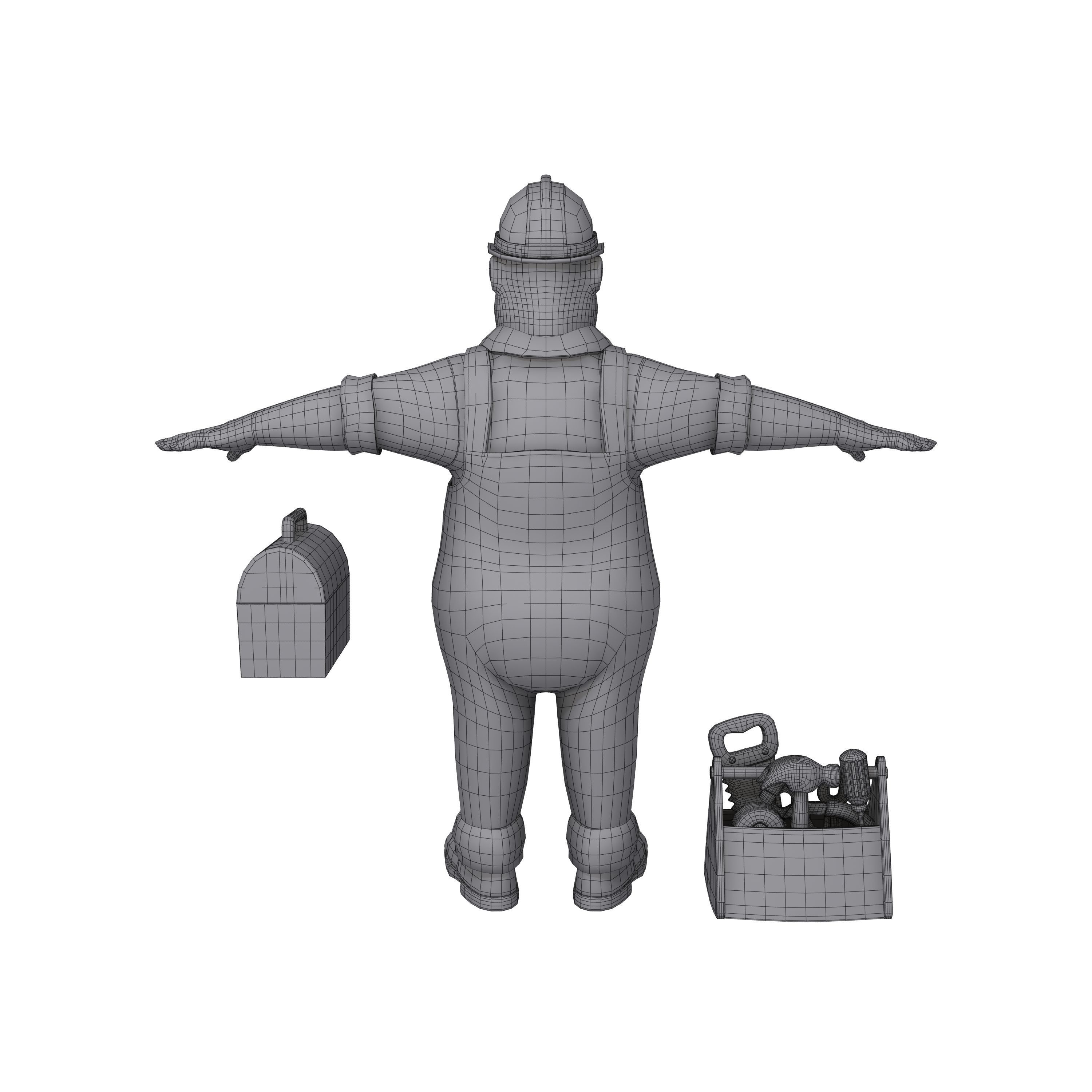 Worker 03 Cartoon 3D model_6