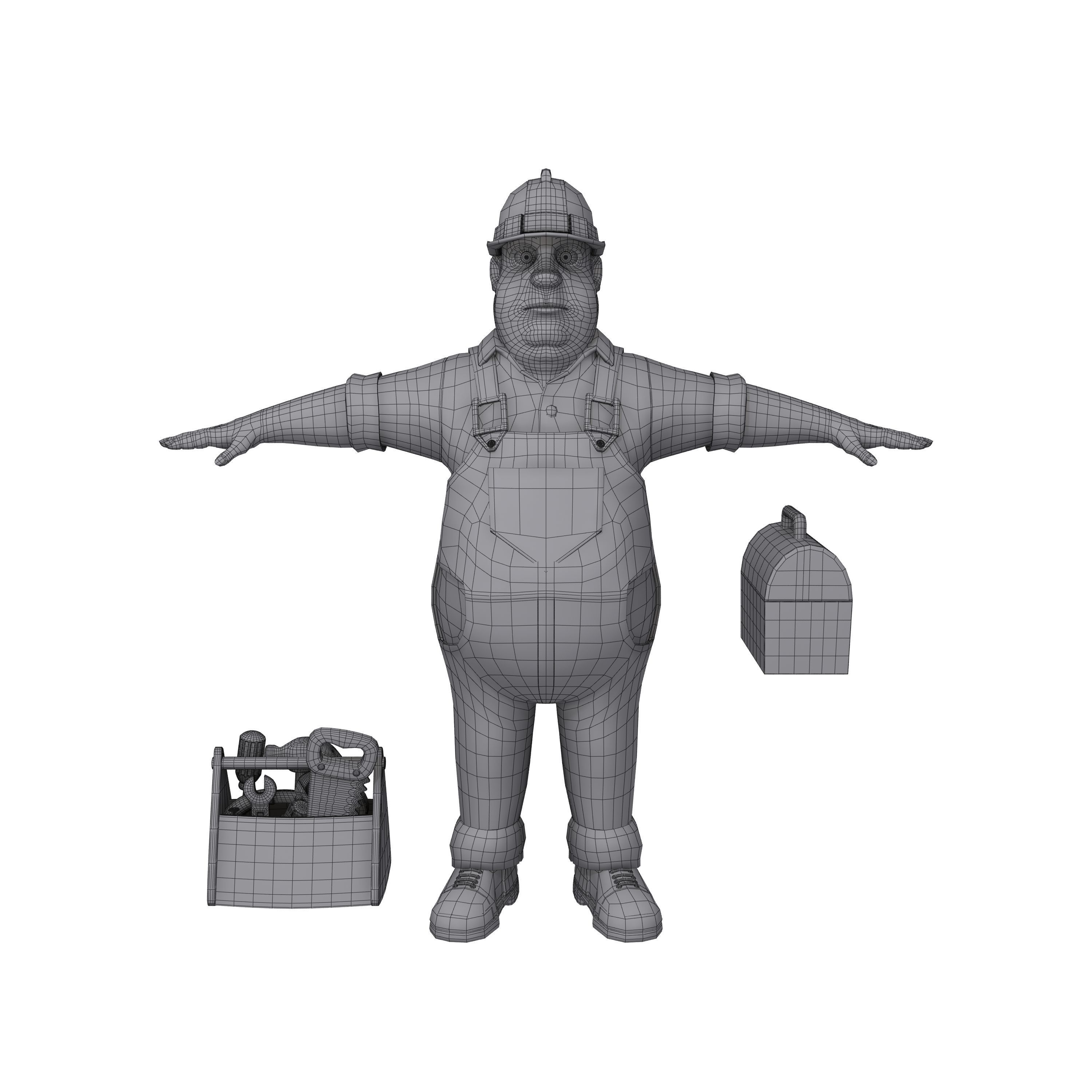 Worker 03 Cartoon 3D model_4
