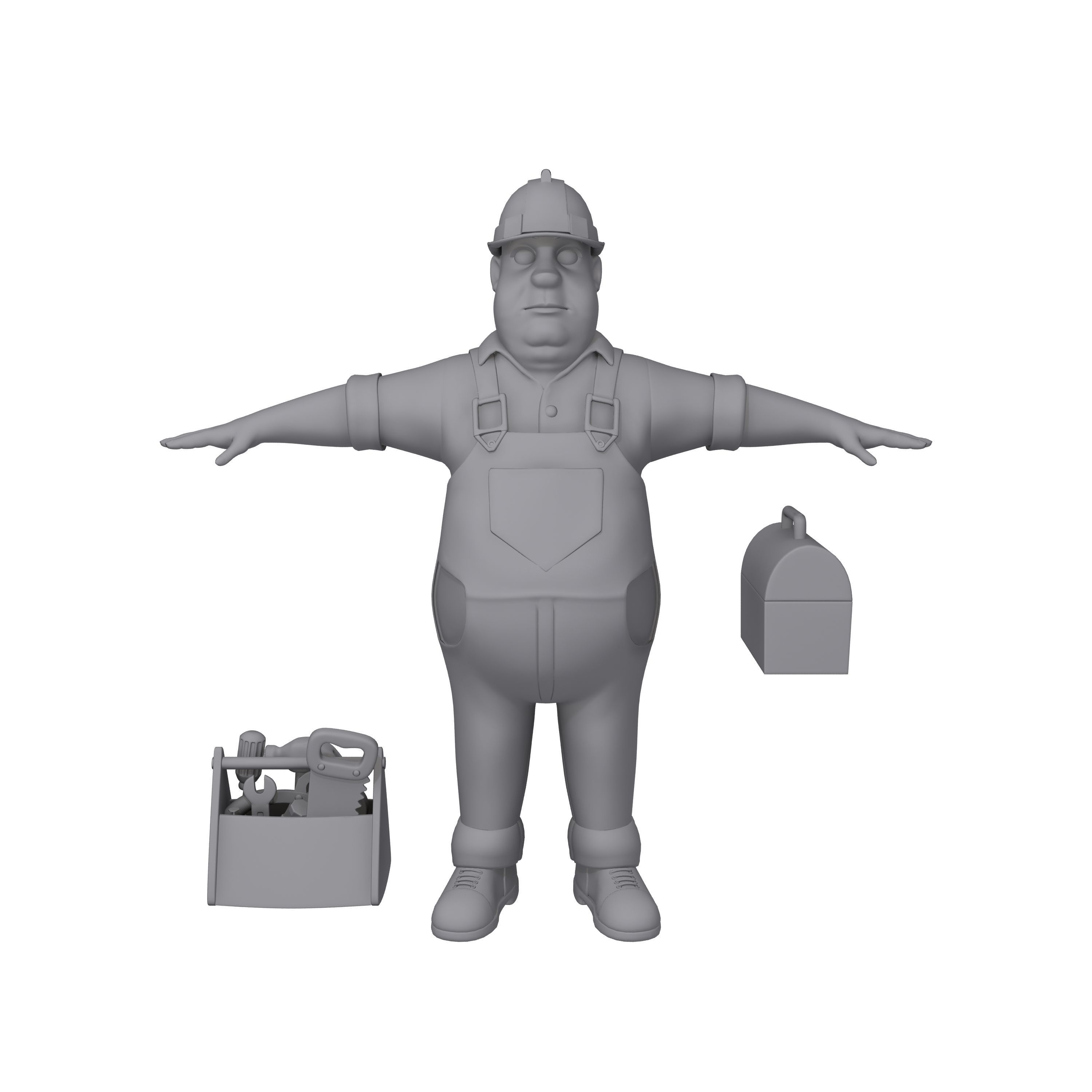 Worker 03 Cartoon 3D model_8