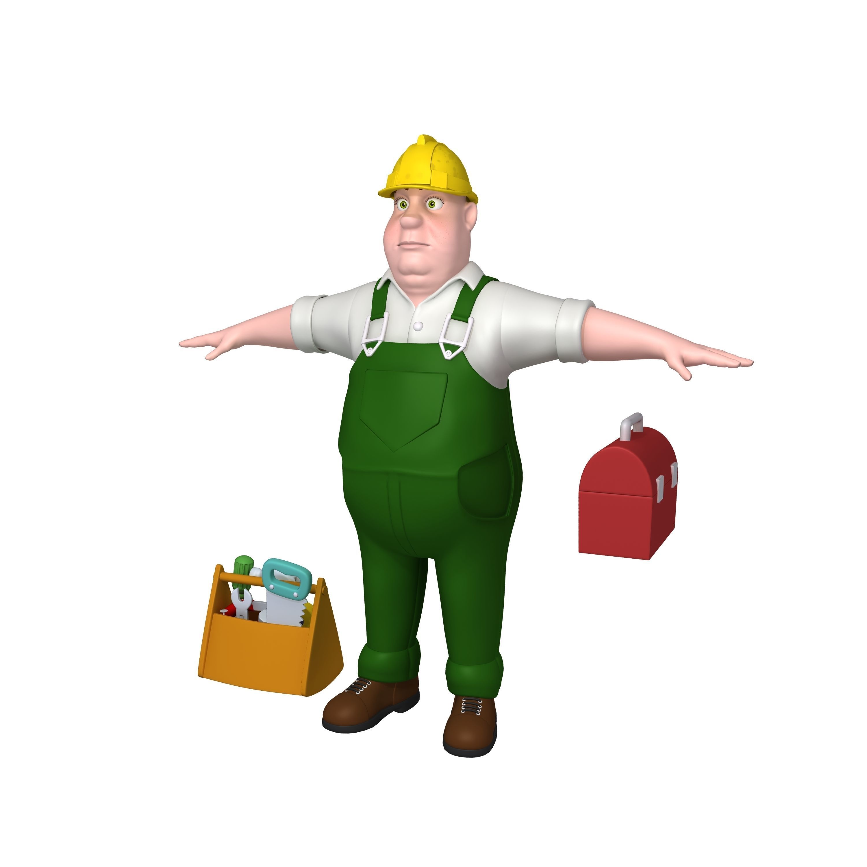 Worker 03 Cartoon 3D model_3