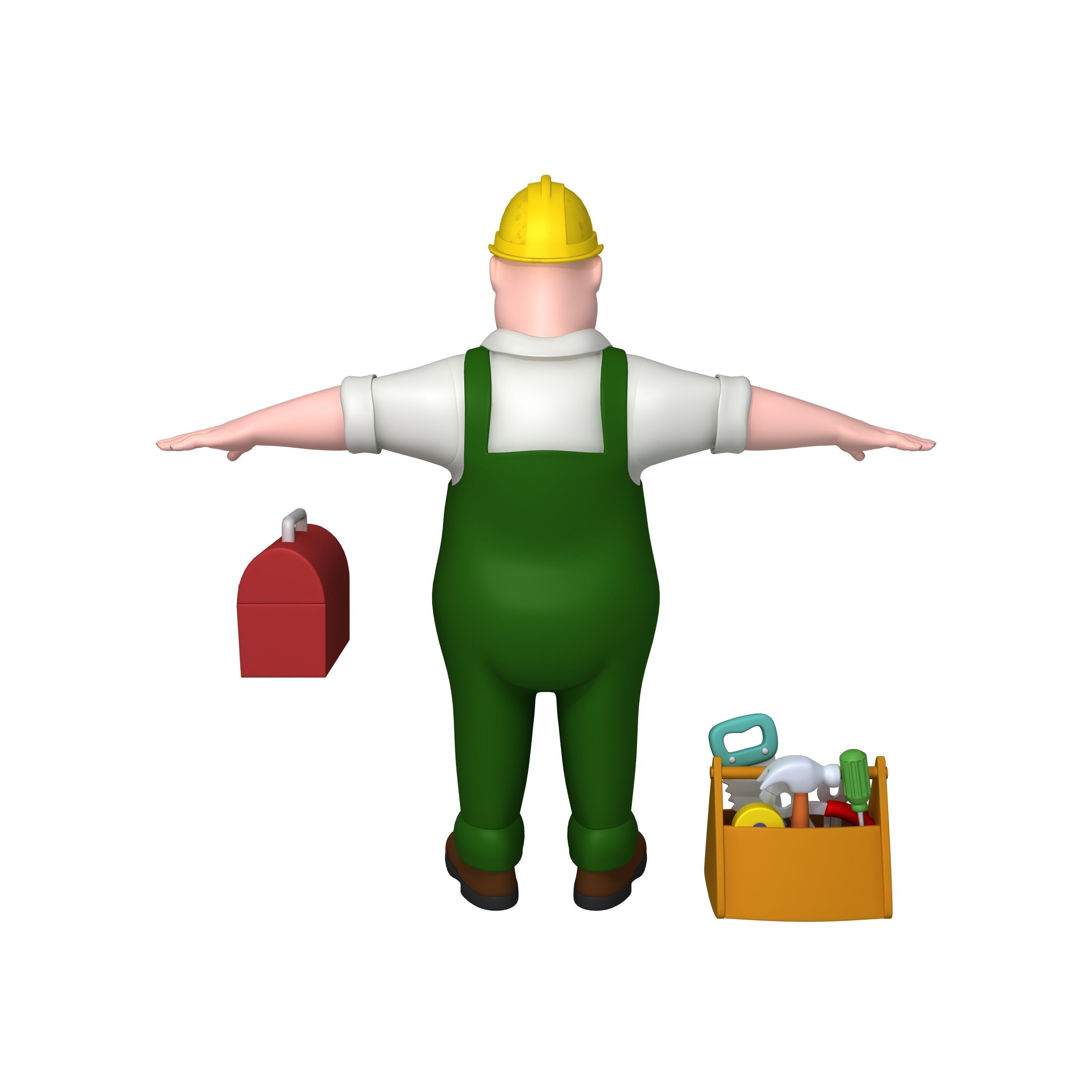 Worker 03 Cartoon 3D model_2