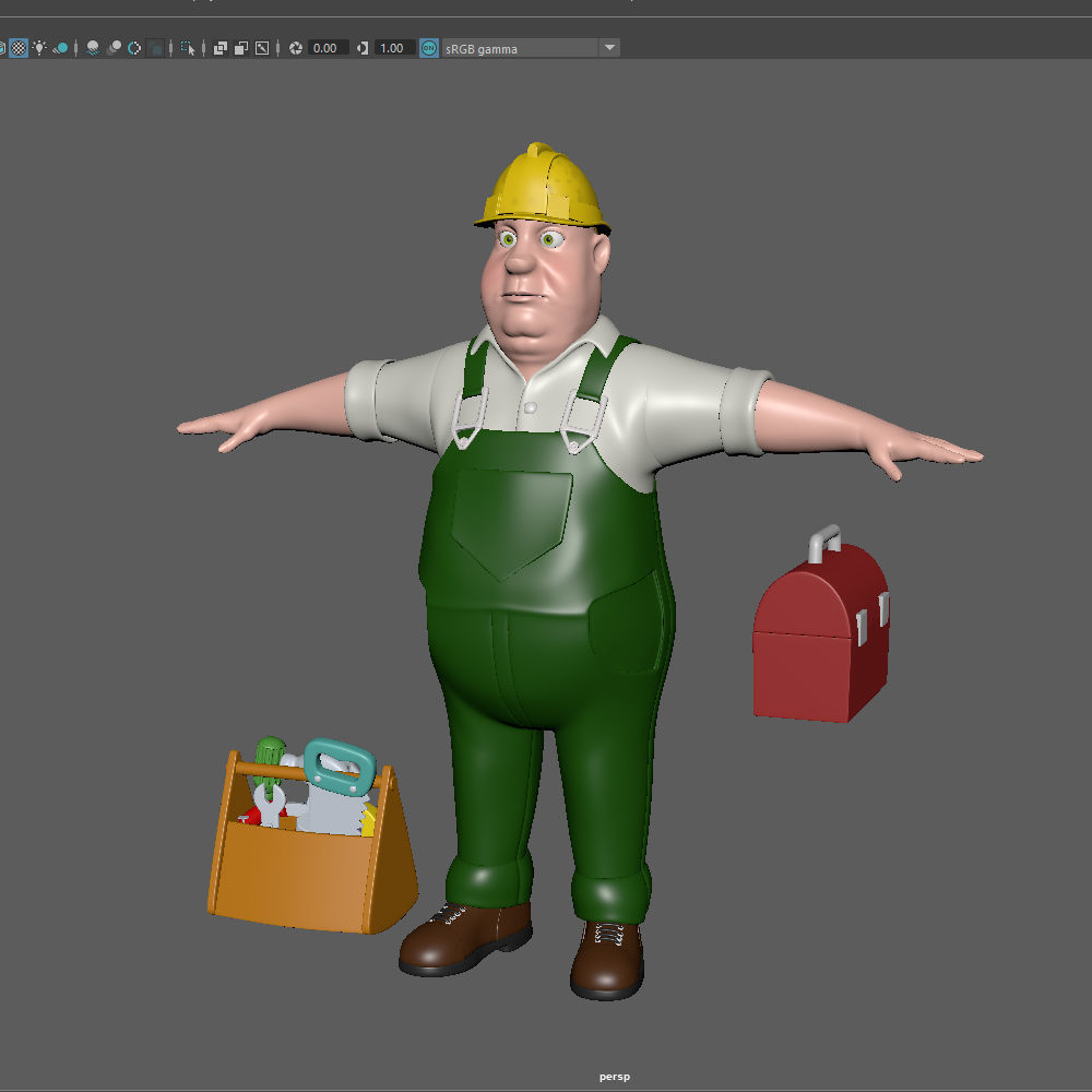 Worker 03 Cartoon 3D model_12