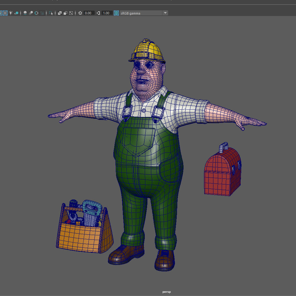 Worker 03 Cartoon 3D model_13