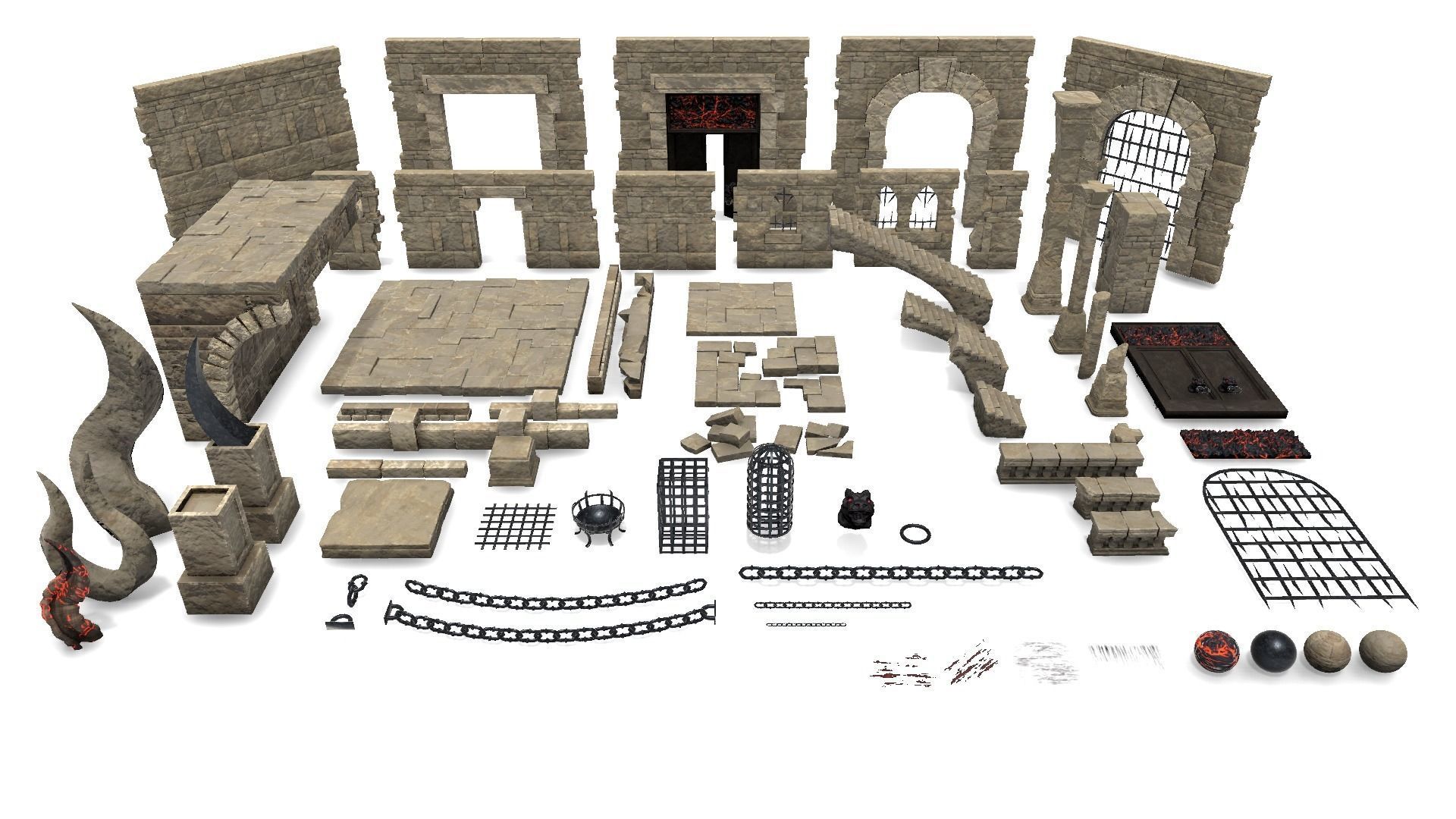 Deadly Dungeon - Infernal Low-poly 3D model_15