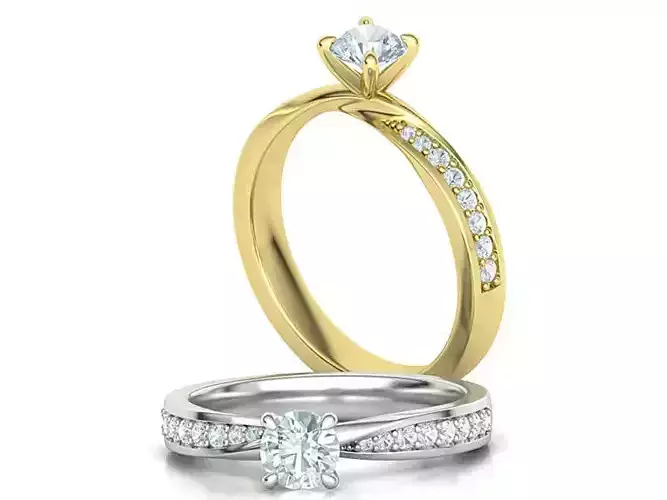 Mobius Engagement Diamond Ring Four Claw design Half Carat Stone 3D print model