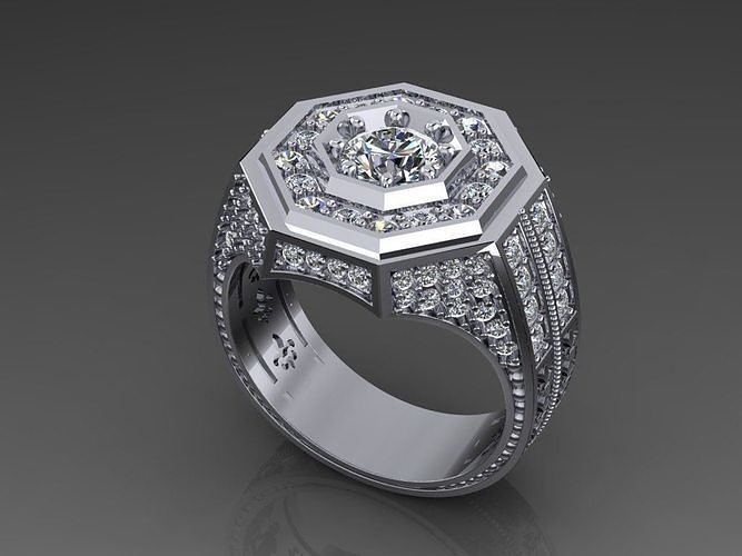 Men s signet ring  The King  1ct - printable STL