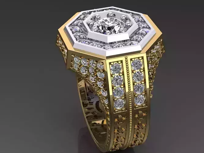 Men s ring  The King  1ct  3D print model