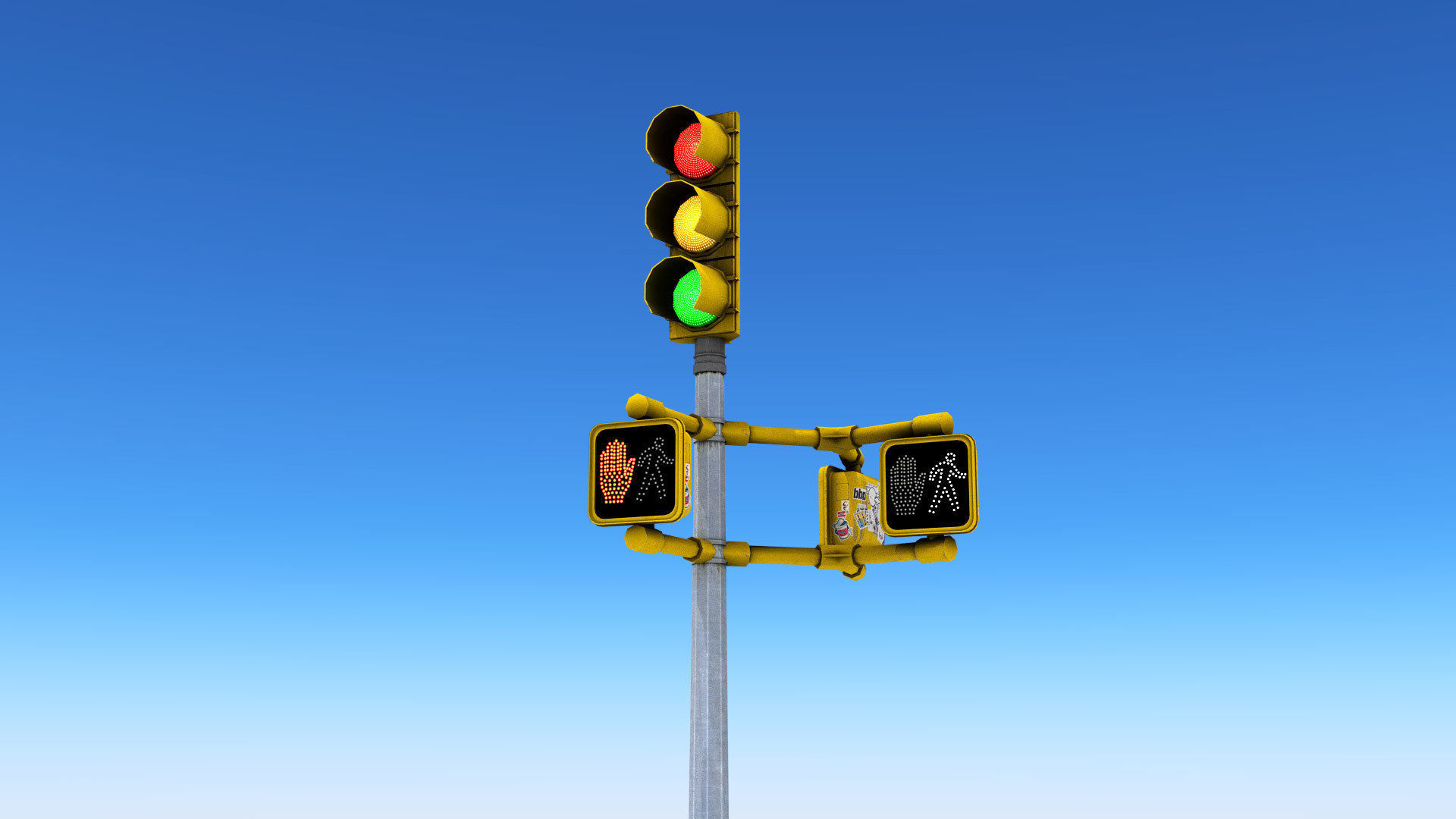 Traffic Lights Low-poly 3D model_2