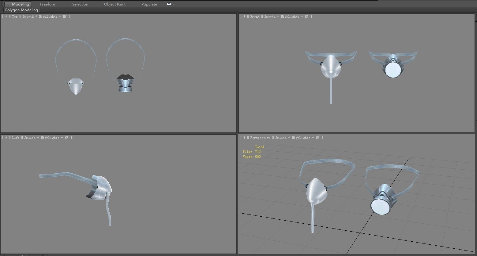 Cartoon medical respirator or oxygen mask Low-poly 3D model_3