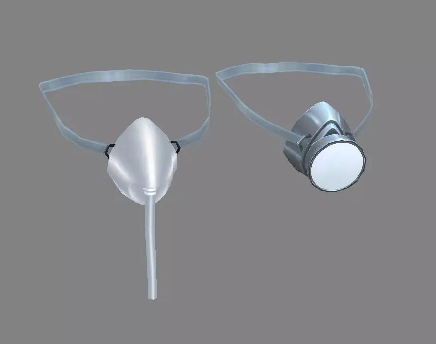 Cartoon medical respirator or oxygen mask Low-poly 3D model_0