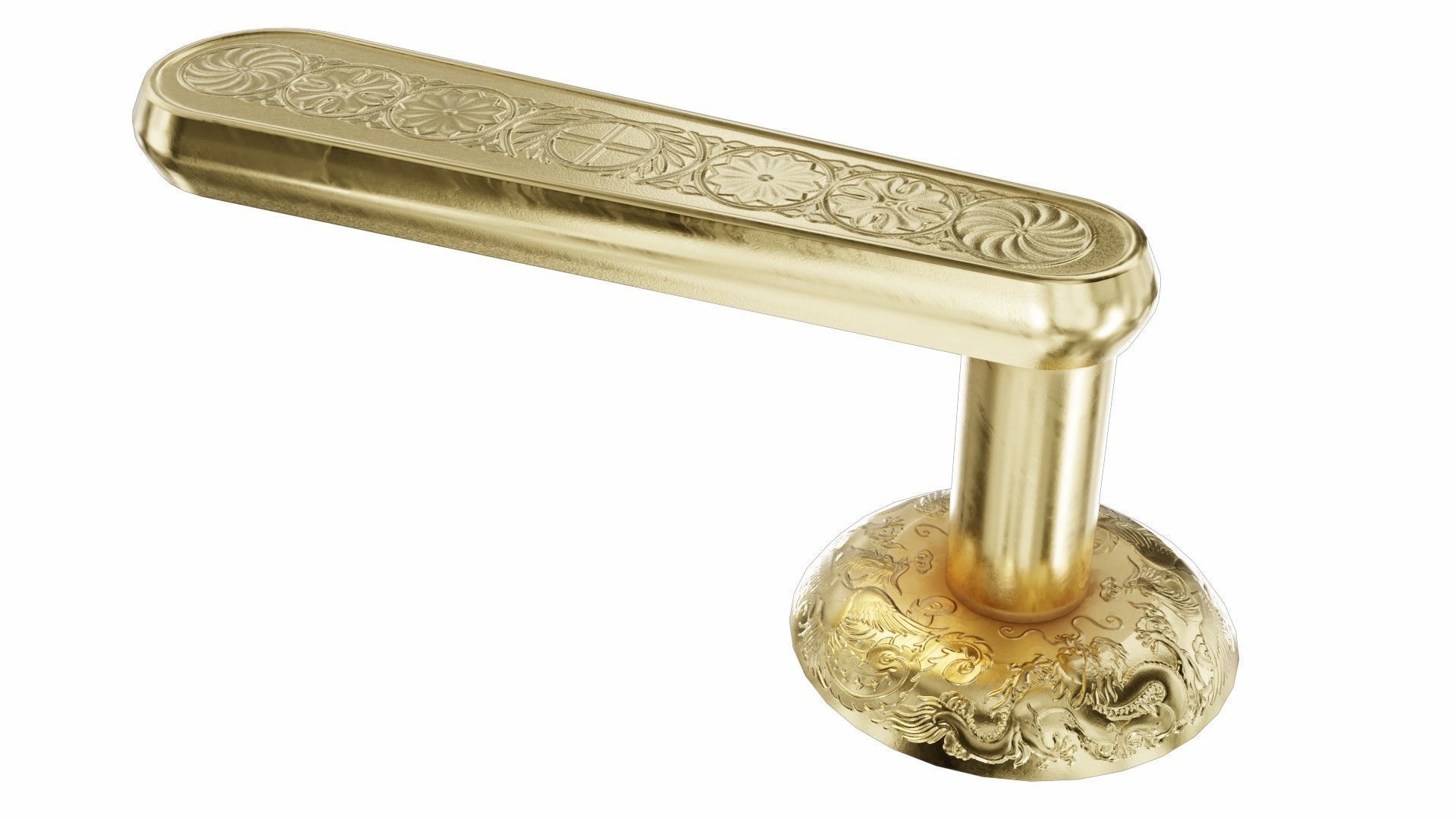 Door-handle gold door handle with ornate design Low-poly 3D model_4