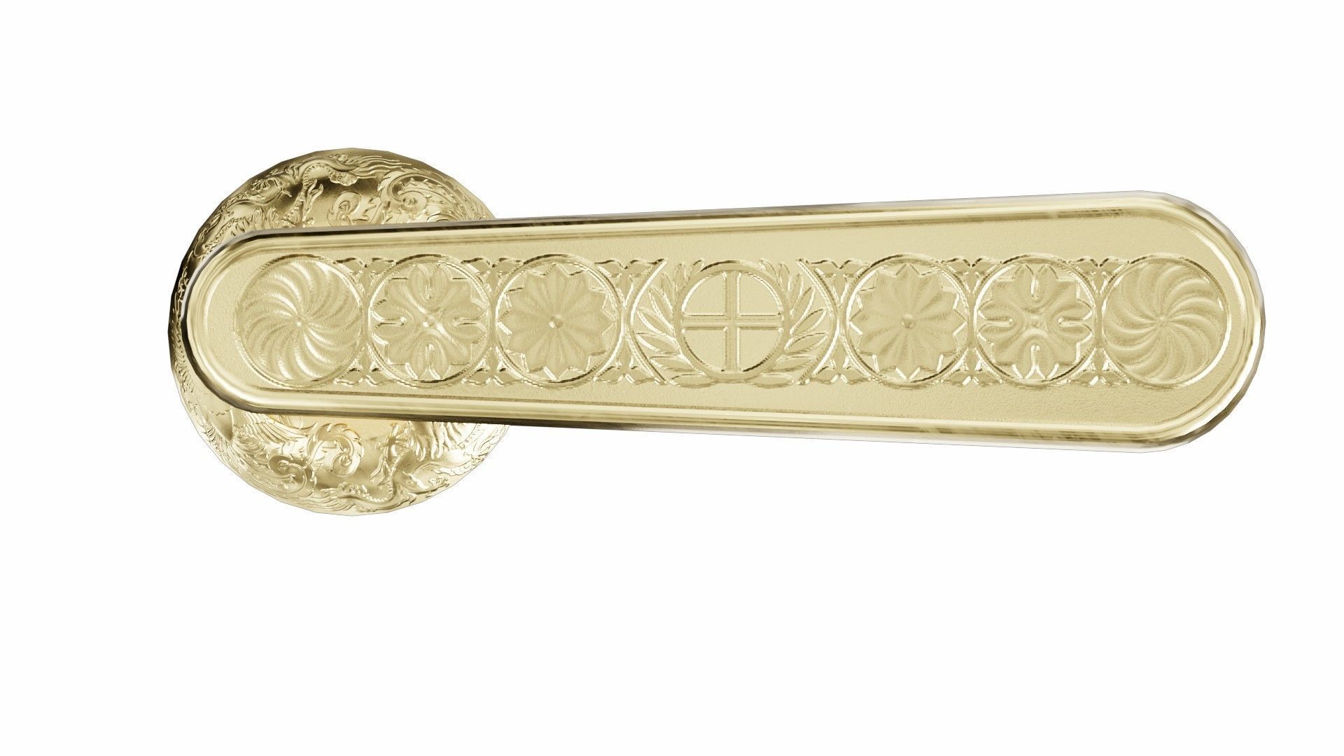 Door-handle gold door handle with ornate design Low-poly 3D model_1