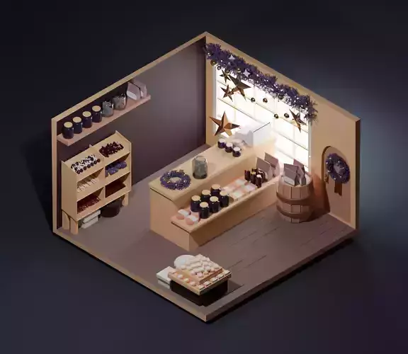 Christmass Gift Shop Low-poly 3D model