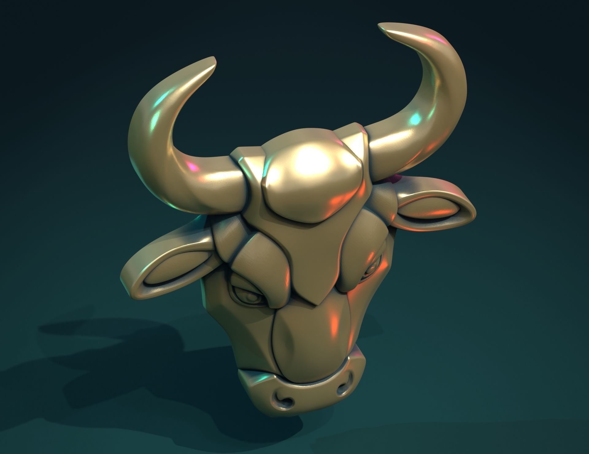 Bull Head Bas-Relief 3D print model_9