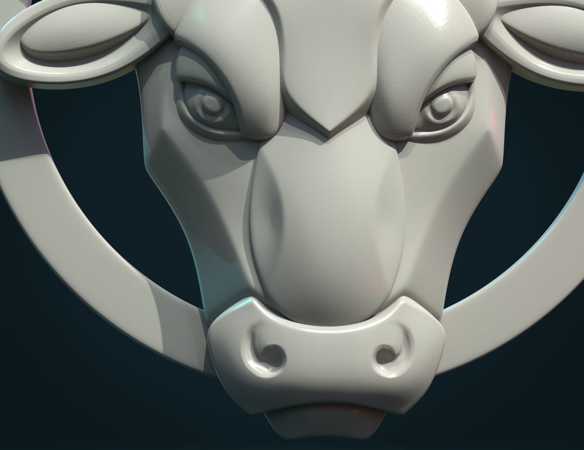 Bull Head Bas-Relief 3D print model_7