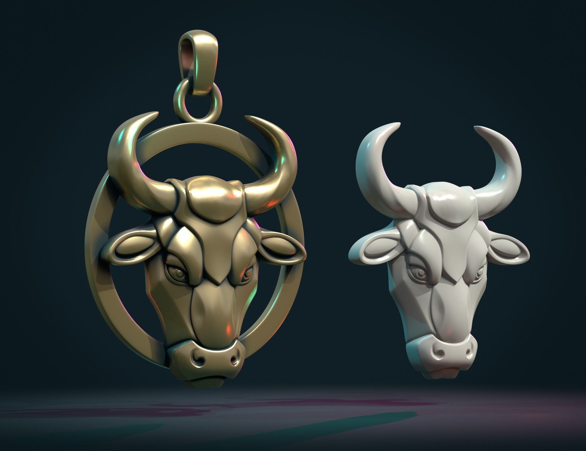 Bull Head Bas-Relief 3D print model_3