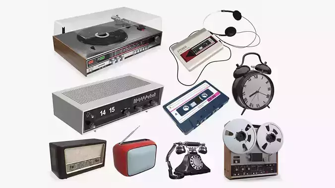 Vintage electronics pack 3D Model Collection