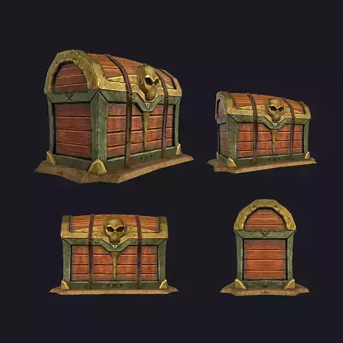 Low-poly Skull Treasure Chest