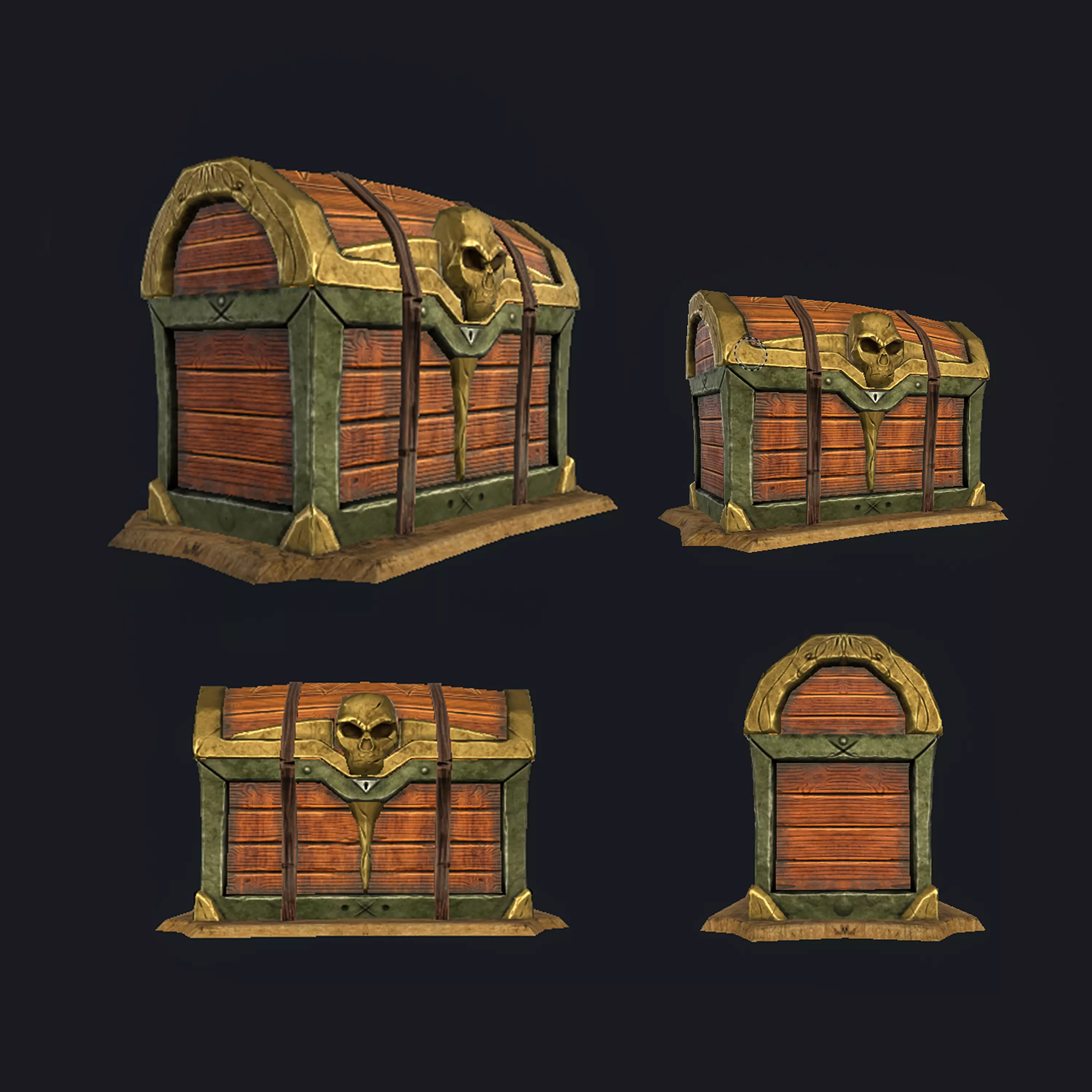 Low-poly Skull Treasure Chest Low-poly 3D model_0