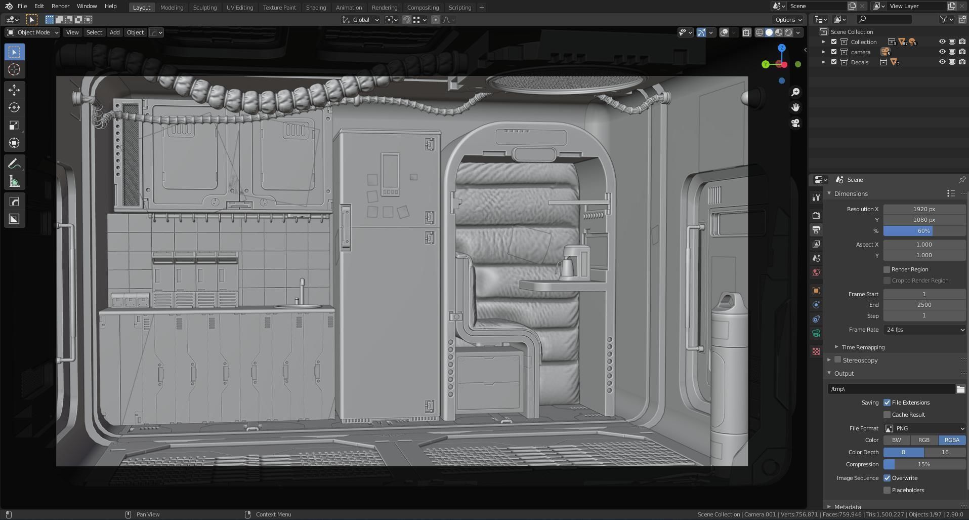 sci-fi shuttle rooms and textures  3D model_13