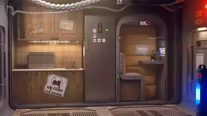 sci-fi shuttle rooms and textures  3D model