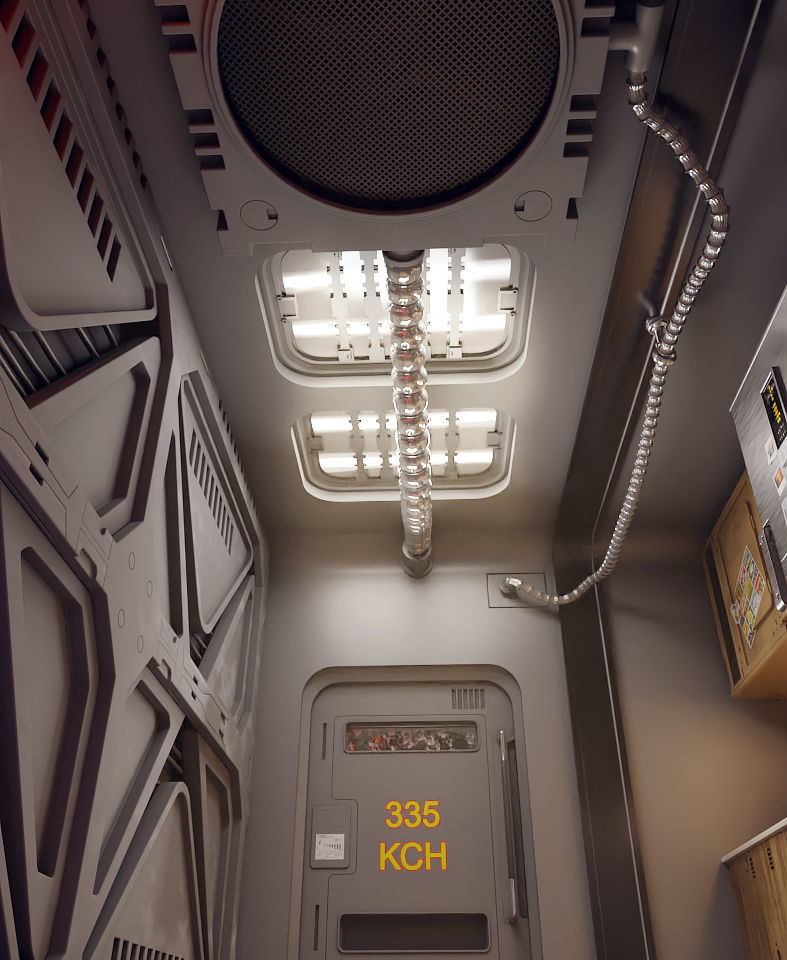 sci-fi shuttle rooms and textures  3D model_2