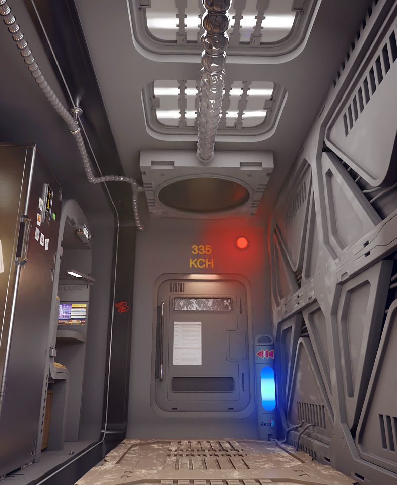 sci-fi shuttle rooms and textures  3D model_10