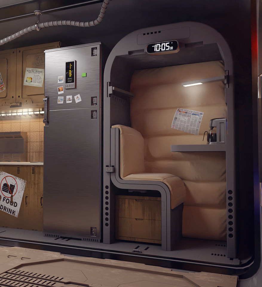 sci-fi shuttle rooms and textures  3D model_7