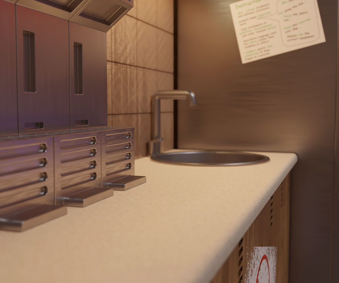 sci-fi shuttle rooms and textures  3D model_5