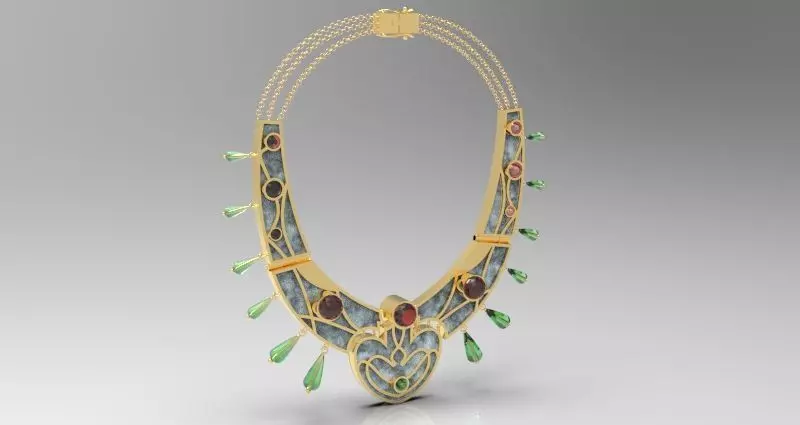 Indian inspired neck piece 3D model_0