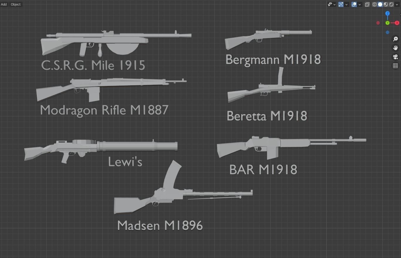 Low poly ww1 guns gameready Low-poly 3D model_1