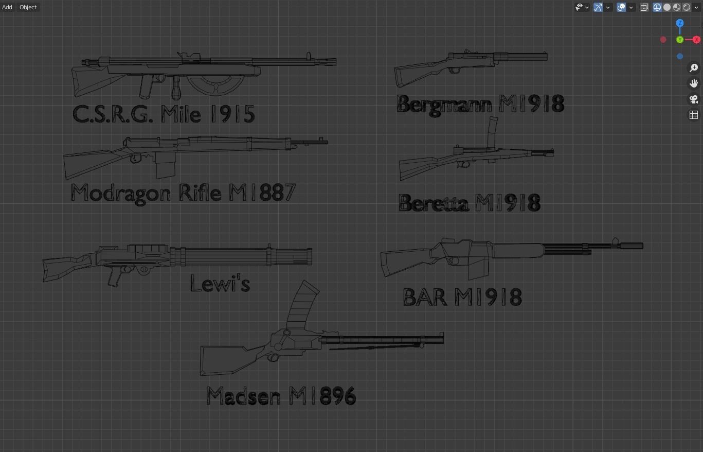 Low poly ww1 guns gameready Low-poly 3D model_3
