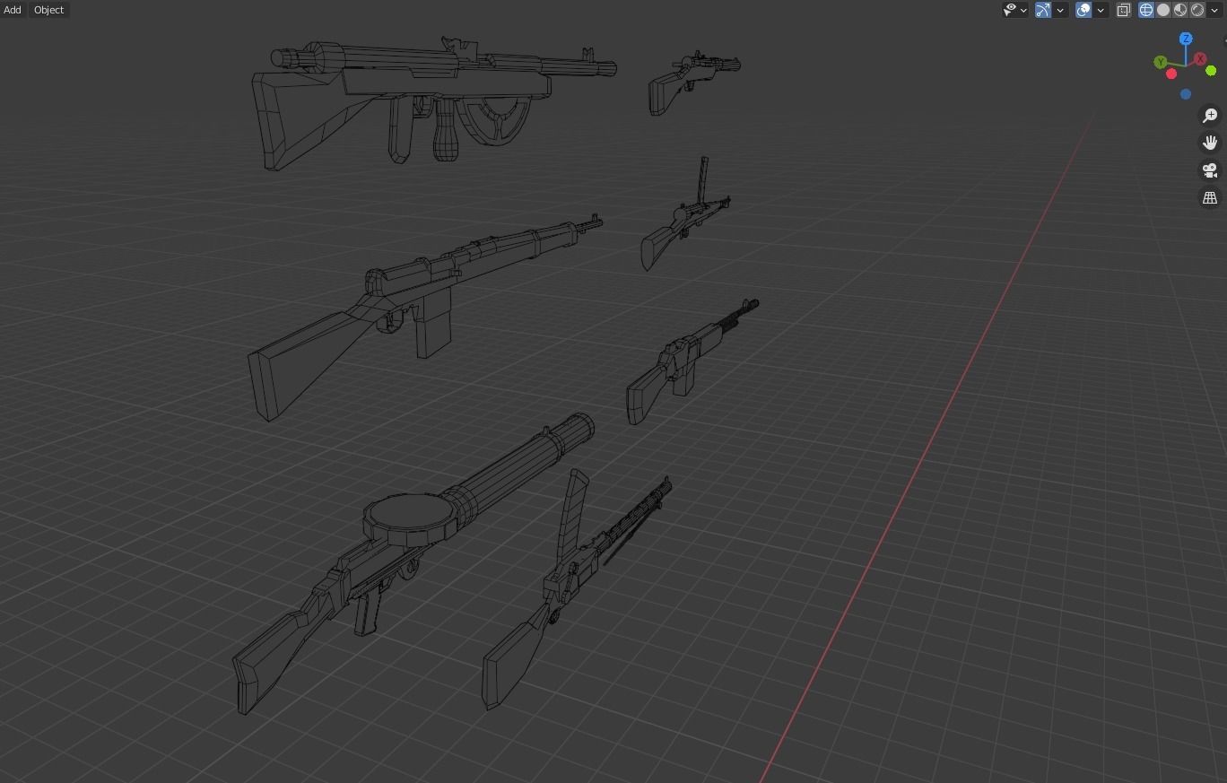 Low poly ww1 guns gameready Low-poly 3D model_2