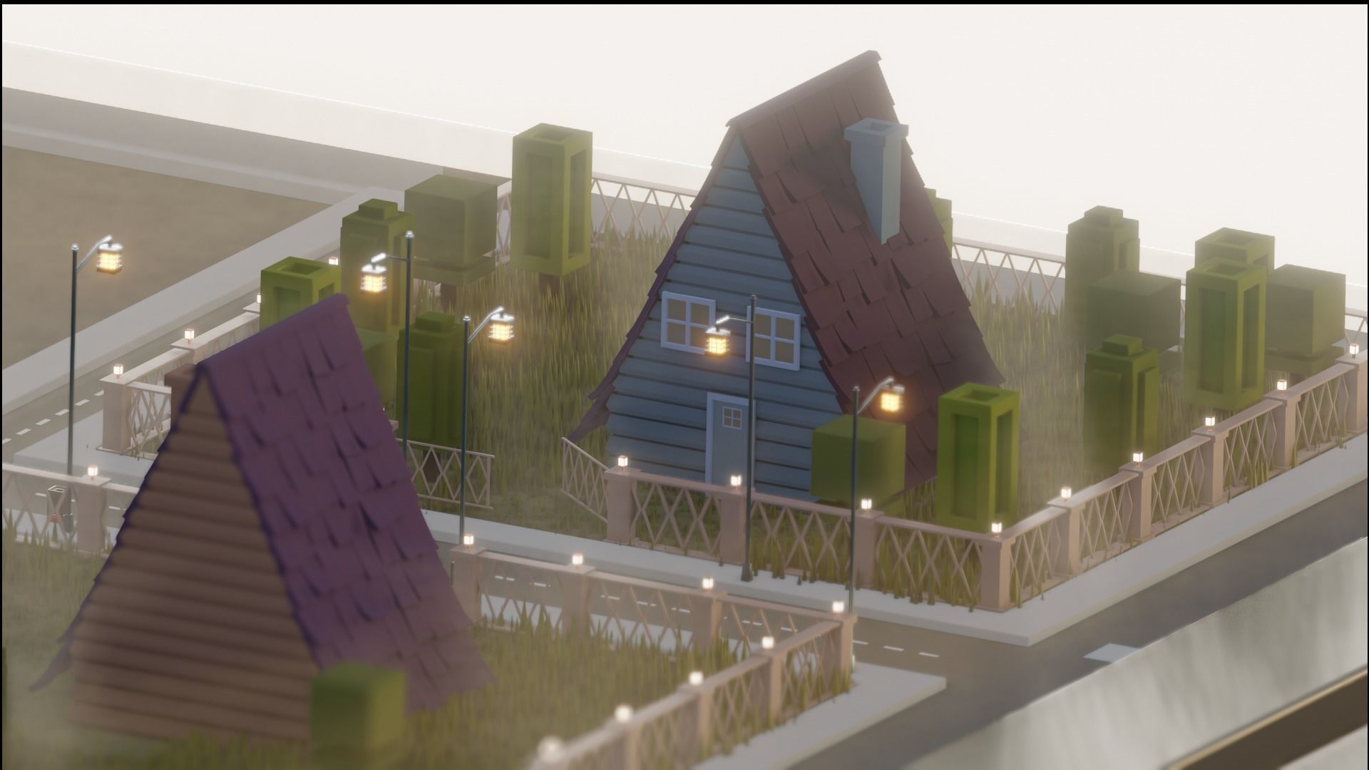 Lowpoly Modular City Street 3D model_2