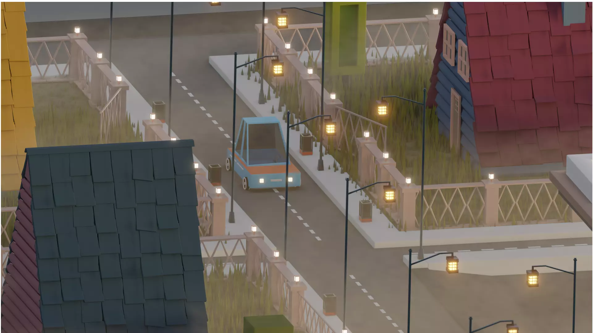 Lowpoly Modular City Street 3D model_0
