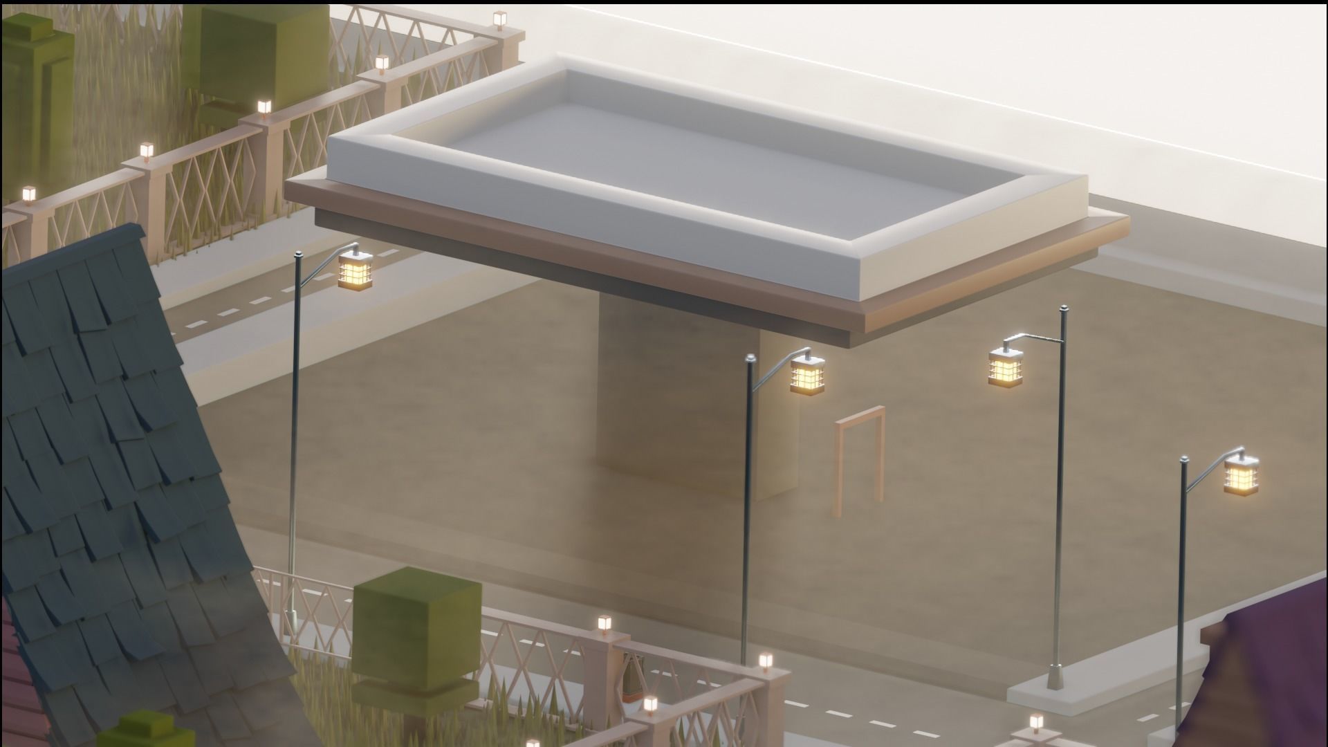 Lowpoly Modular City Street 3D model_3