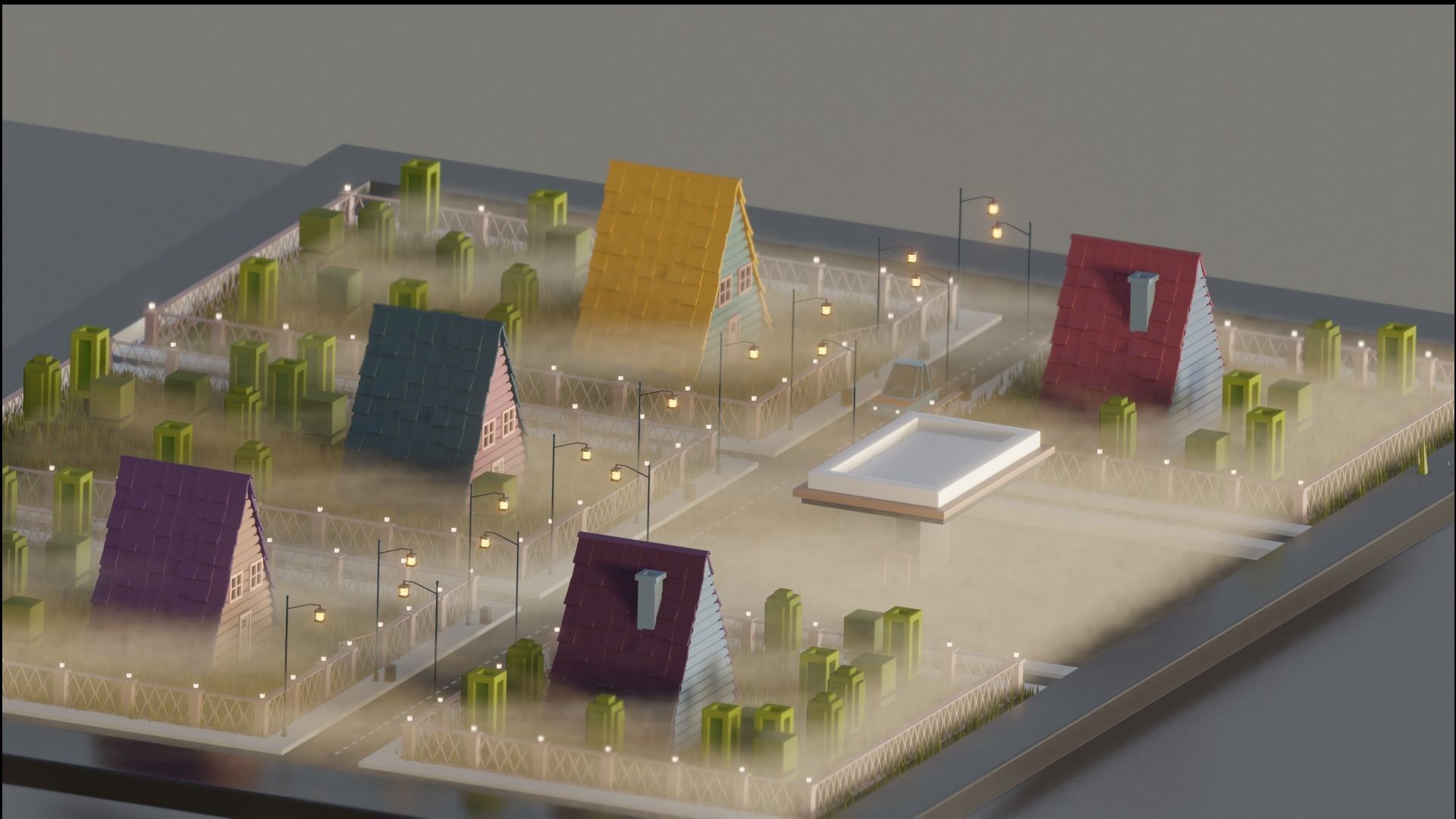 Lowpoly Modular City Street 3D model_1